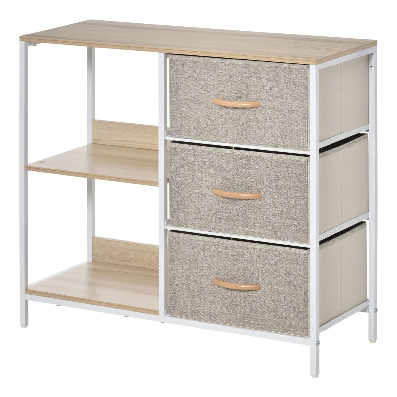 Beige Fabric Drawer Storage Cabinet with Shelves