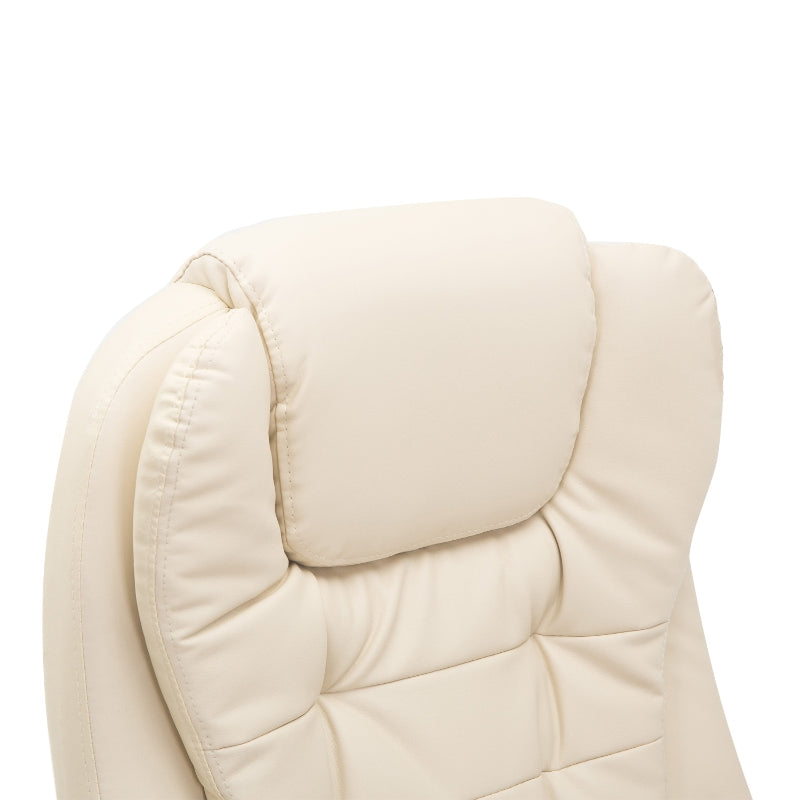 Beige Heated Massage Office Chair with High Back