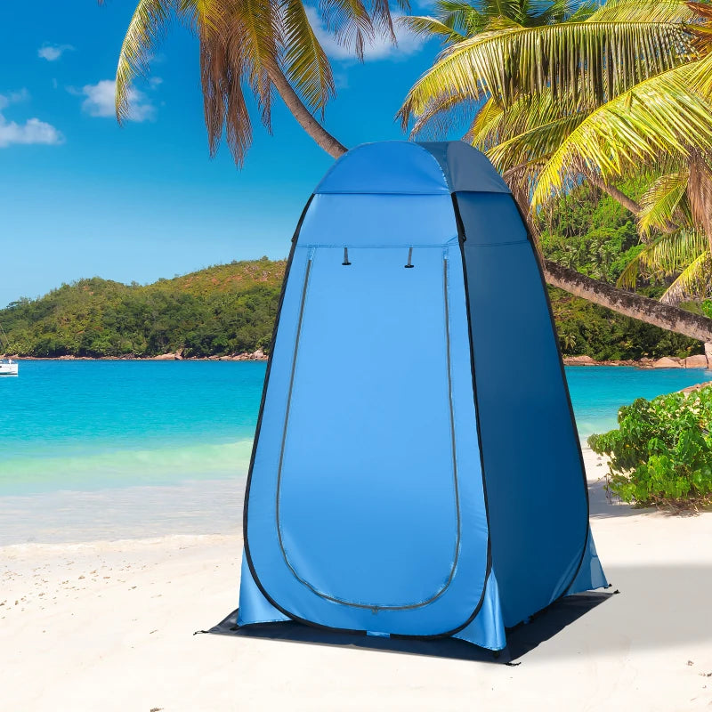 Blue Pop Up Outdoor Shower Privacy Tent with Removable Floor