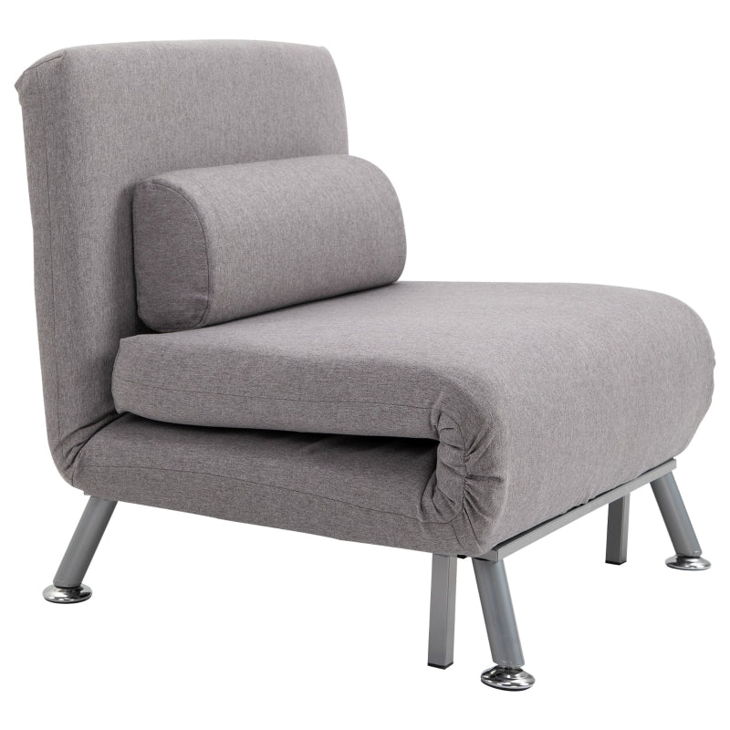 Grey Adjustable Back Futon Chair