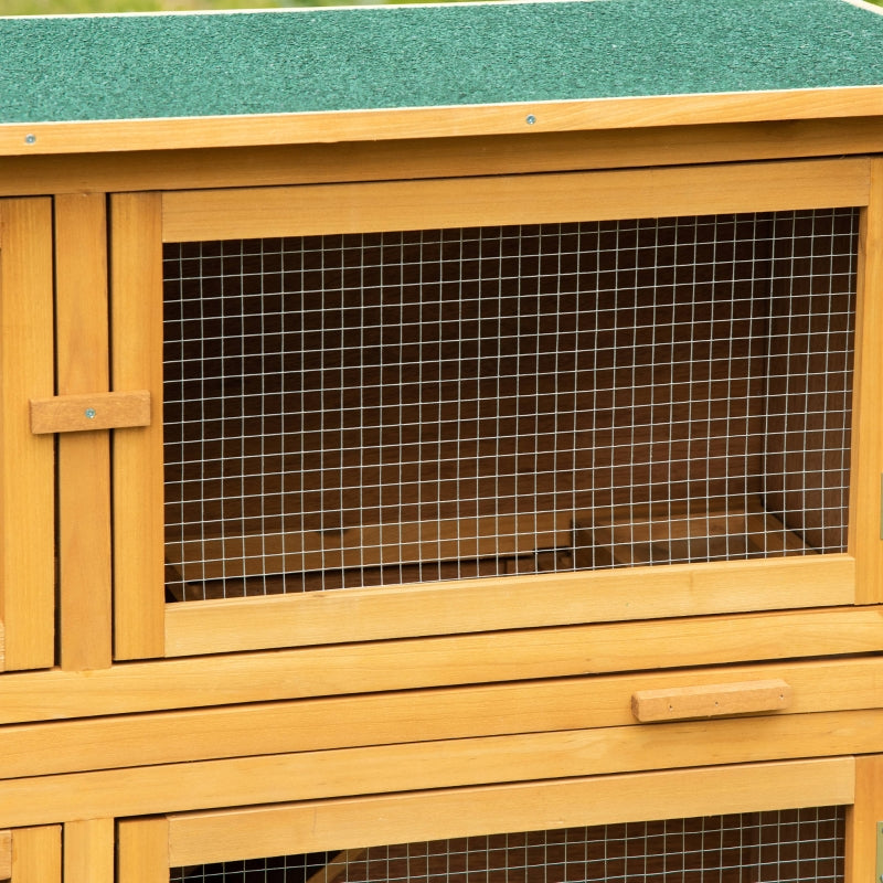 Brown 2-Tier Rabbit Hutch with Removable Trays - Ideal for 1-2 Rabbits