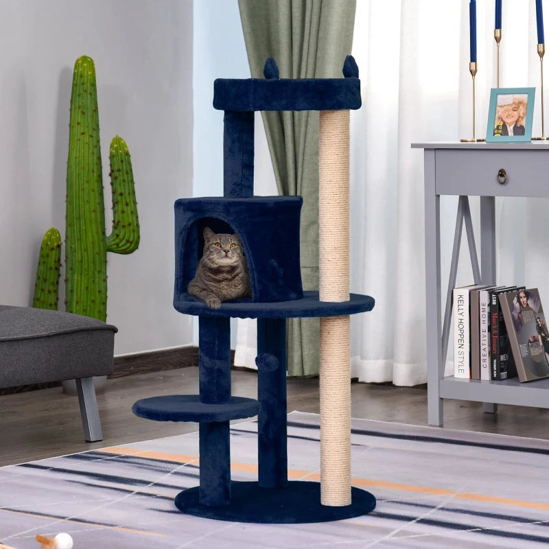 Blue Cat Tree Tower with Scratching Posts and Perches