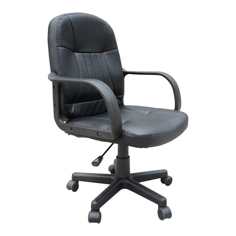 Black Swivel Office Chair - PU Leather Desk Gaming Seater