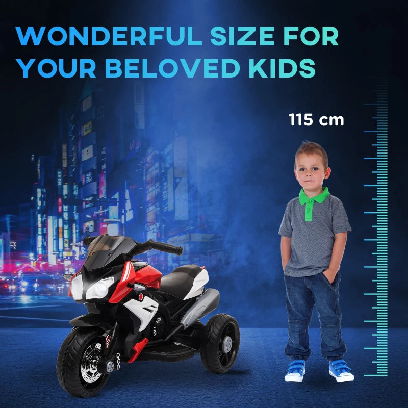 Red Kids 6V Electric Ride-On Motorcycle with Lights and Music