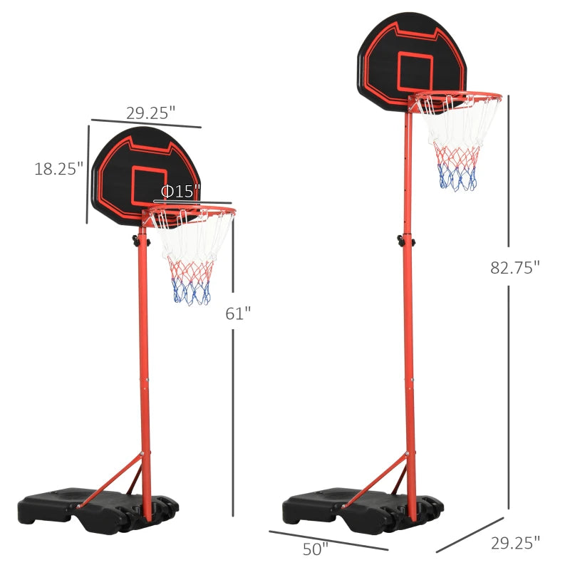 Adjustable Kids Basketball Hoop Set with Wheels - Blue