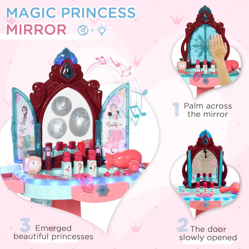 Magical Princess Dress-Up Set with Mirror, Light, and Sound - Pink/Blue