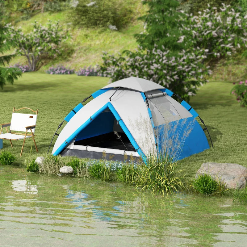 Blue Two-Person Camping Tent with Accessories