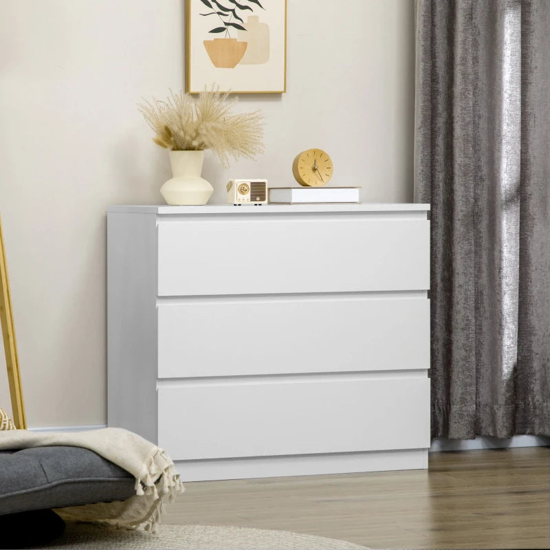 White 3-Drawer Storage Chest for Bedroom and Living Room