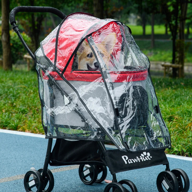 Pet Stroller Rain Cover, Front & Rear Entry, Clear