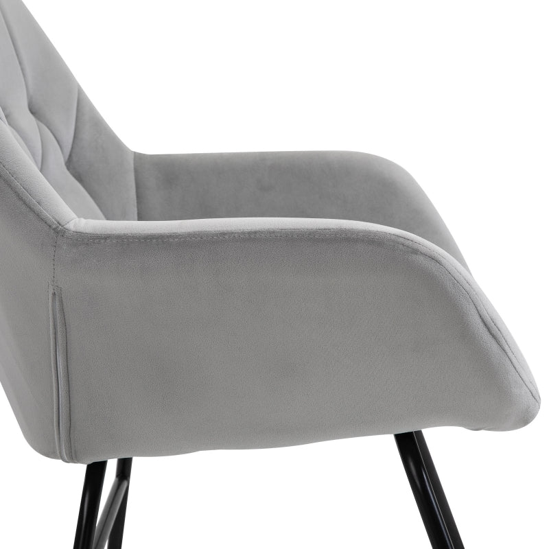 Grey and Black Rocking Armchair with Steel Frame and Sponge Padding