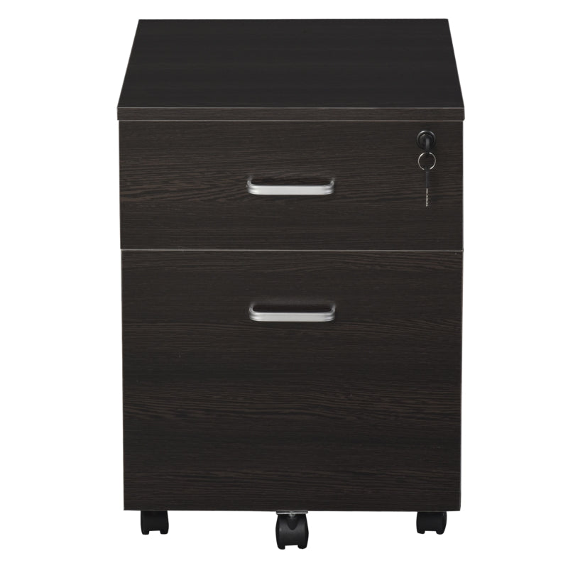 Black Wood Grain 2-Drawer Locking Office Filing Cabinet