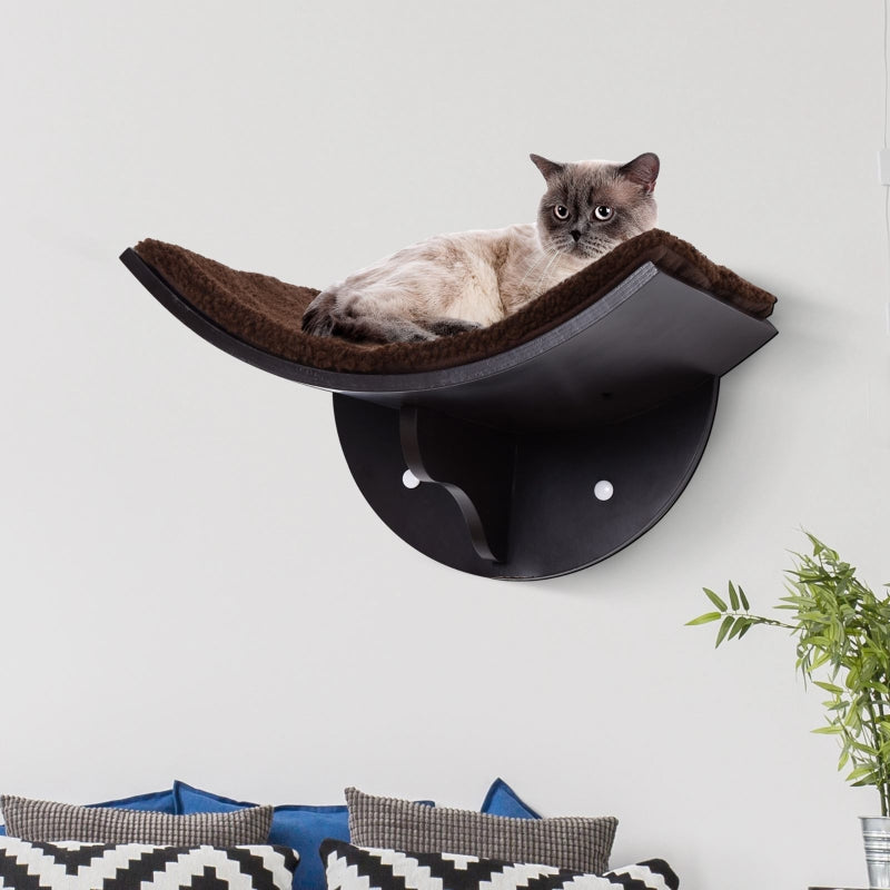 Curved Brown Cat Wall Shelf 41x28x21cm - Kitten Bed & Perch Climber