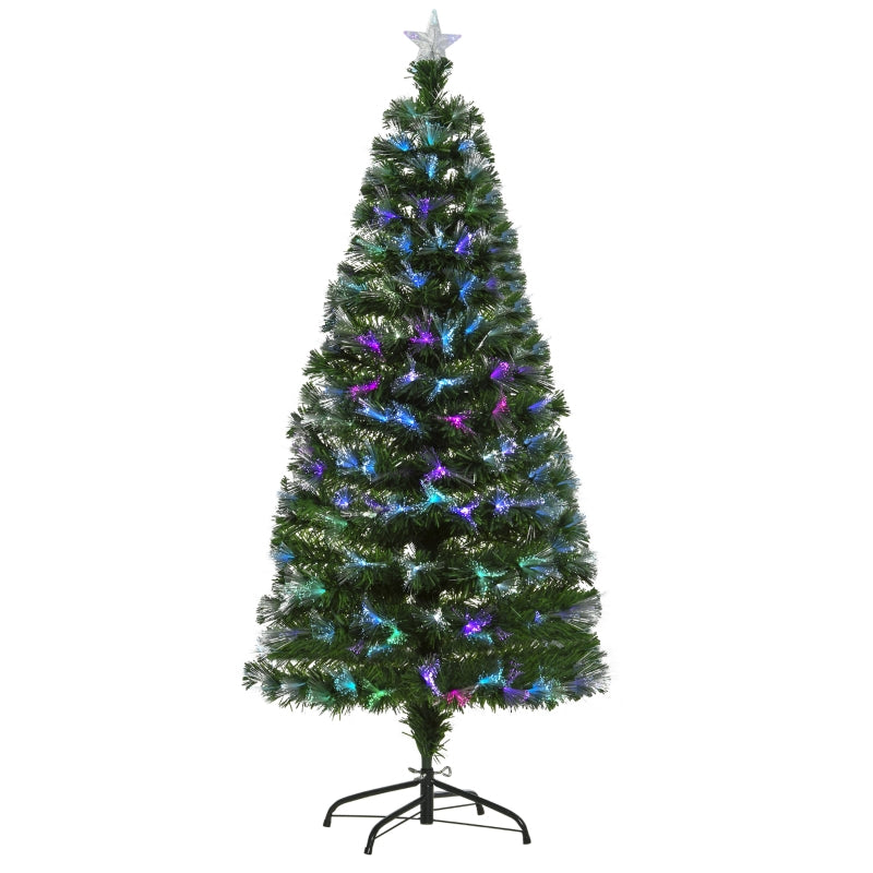 5FT Multicoloured Fibre Optic Christmas Tree with Metal Stand