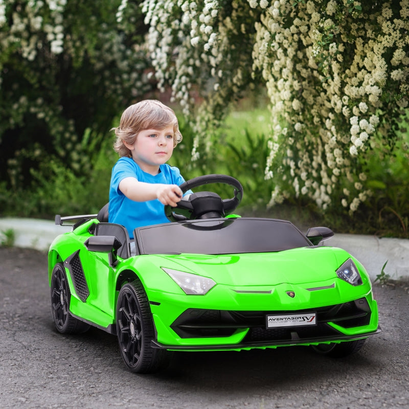Green Lamborghini Style 12V Kids Electric Car with Butterfly Doors and Remote Control