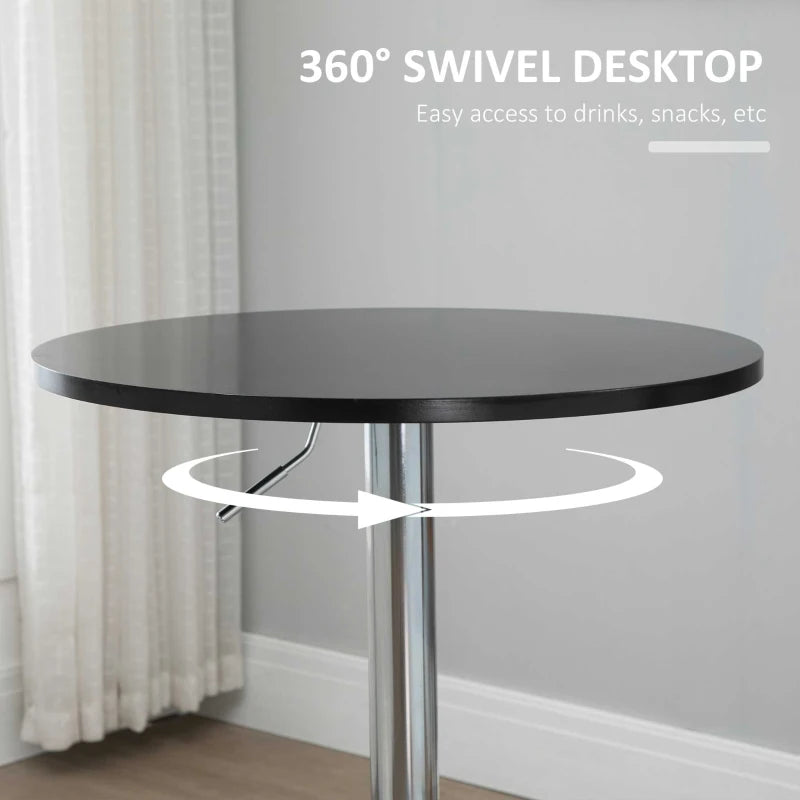 Black Round Height Adjustable Bar Table with Metal Base