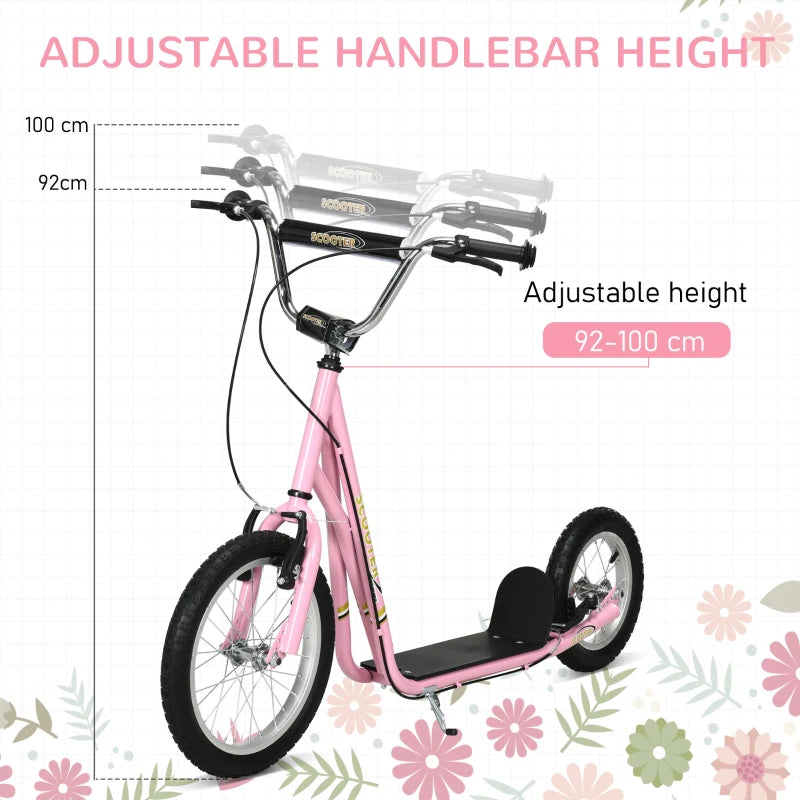 Kids Pink Stunt Scooter with Adjustable Handlebar and Dual Brakes