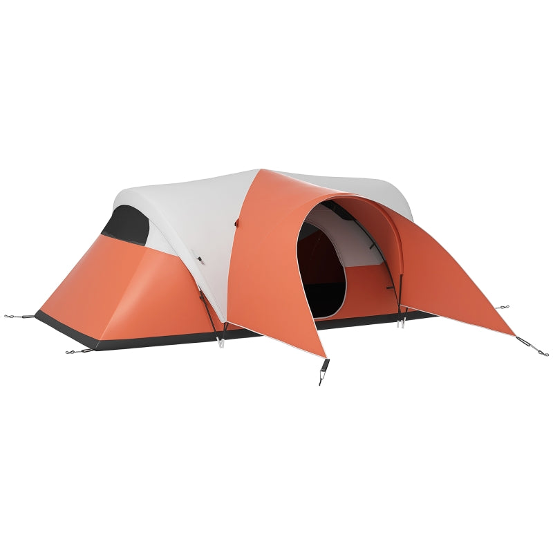 Orange 6-Person Waterproof Camping Tent with Porch and Groundsheet