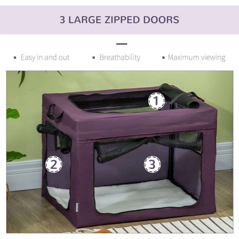 Purple Pet Carrier with Cushion for Miniature and Small Dogs - 69cm