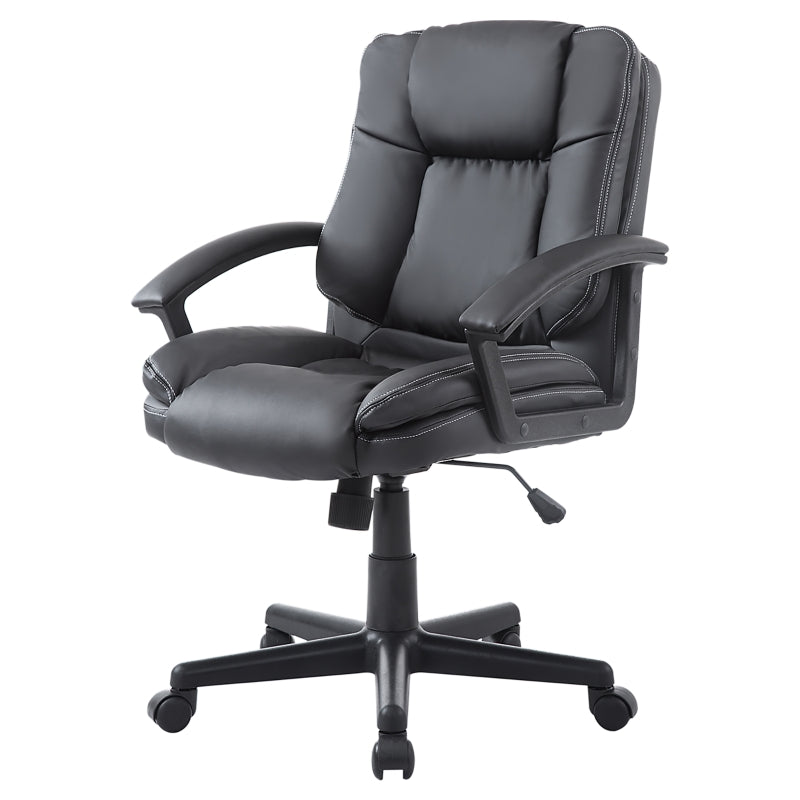 Black Faux Leather Office Chair with Adjustable Height and Swivel Wheels