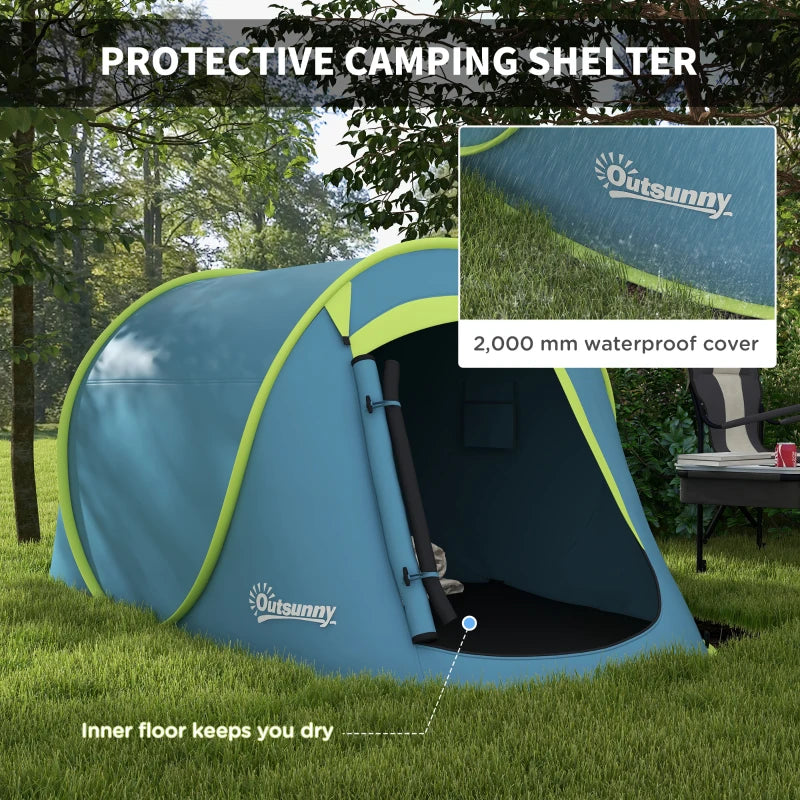 Blue Two-Person Pop-Up Camping Tent Kit