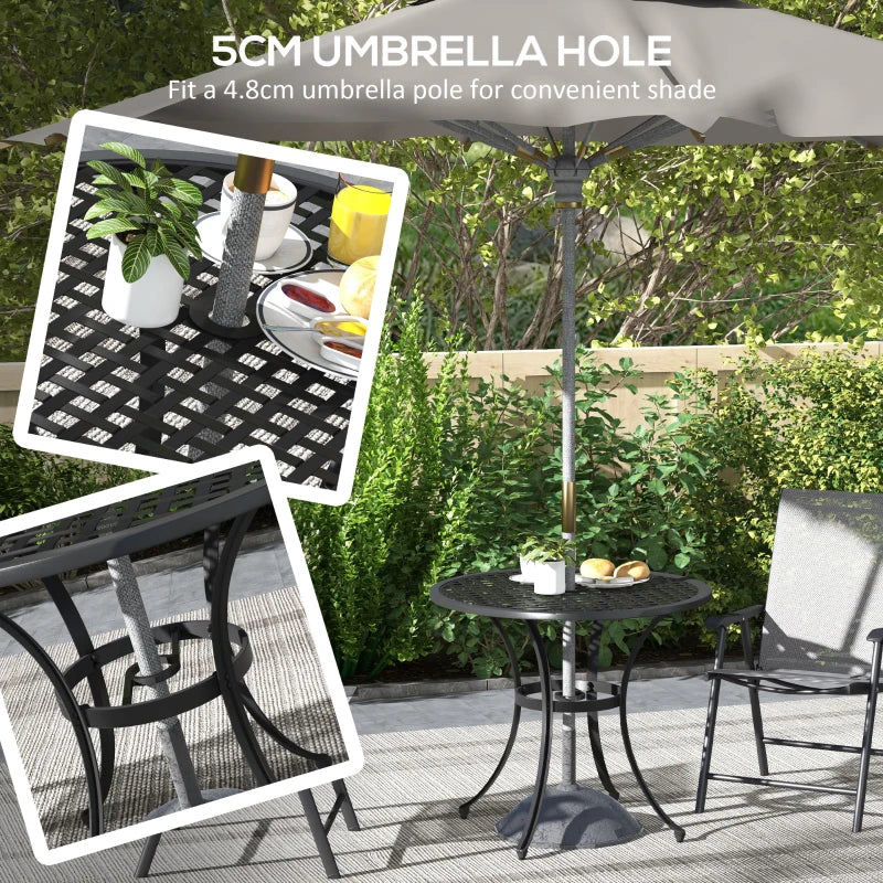 Round Aluminium Outdoor Table with Parasol Hole - Grey