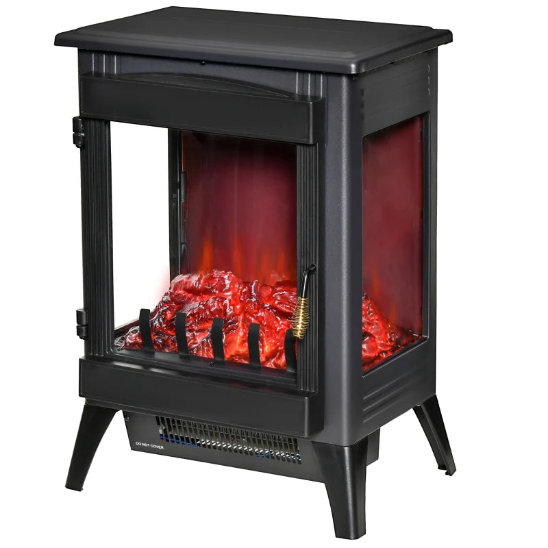 Black Electric Fireplace Stove with LED Flame Effect