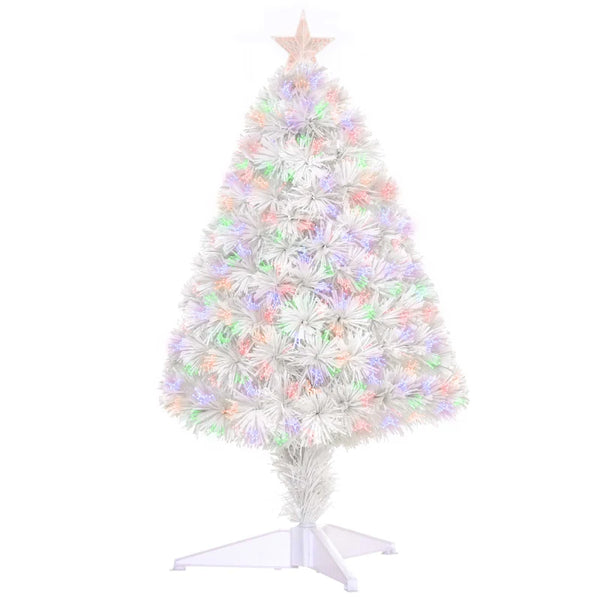 White Fibre Optic Tabletop Christmas Tree - 2.5FT