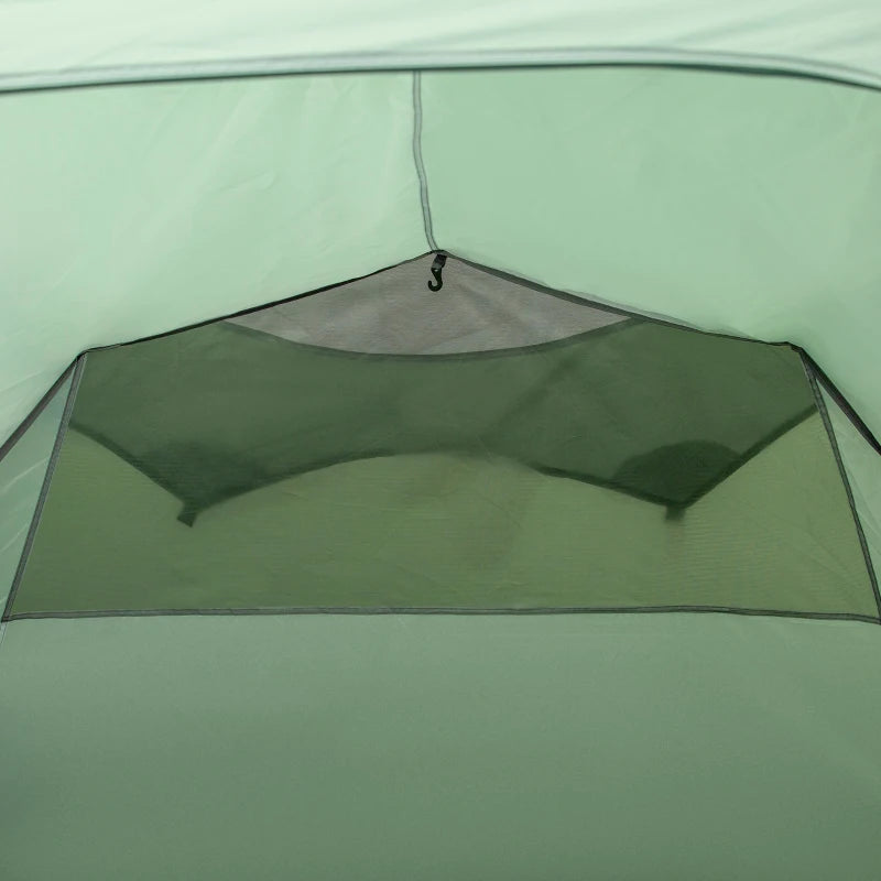 Green 2-3 Person Tunnel Camping Tent with Groundsheet & Rainfly