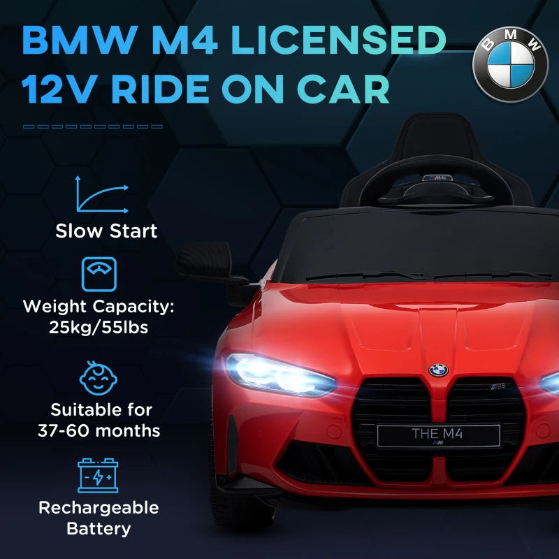 Red 12V BMW M4 Licensed Kids Car with Remote Control & Music