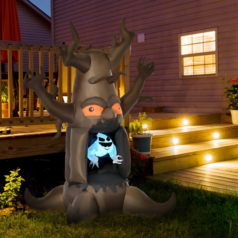 8FT Halloween Inflatable Floating Ghost Tree with LEDs - Scary Outdoor Decor