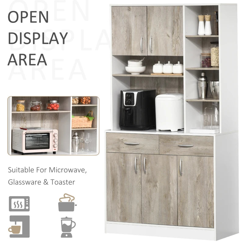 Modern White Kitchen Storage Cabinet with Adjustable Shelves and Drawers