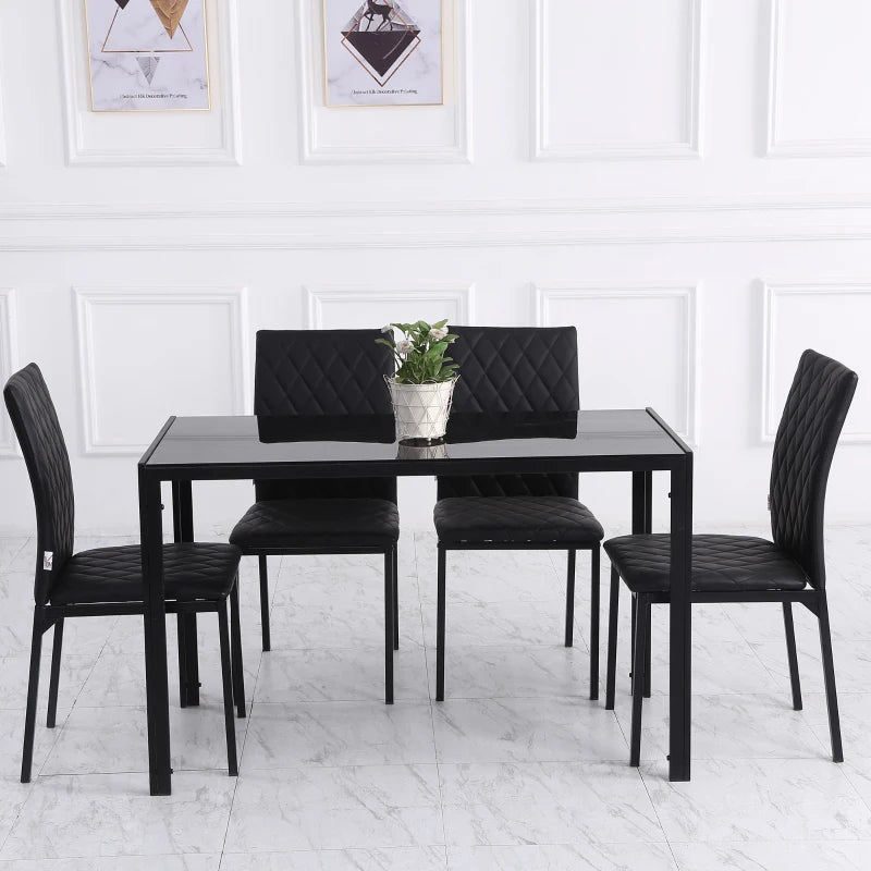 Black Upholstered Dining Chairs Set of 4 with Metal Legs