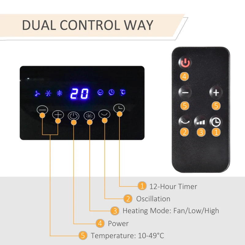 Black Ceramic Fan Space Heater with Remote Control