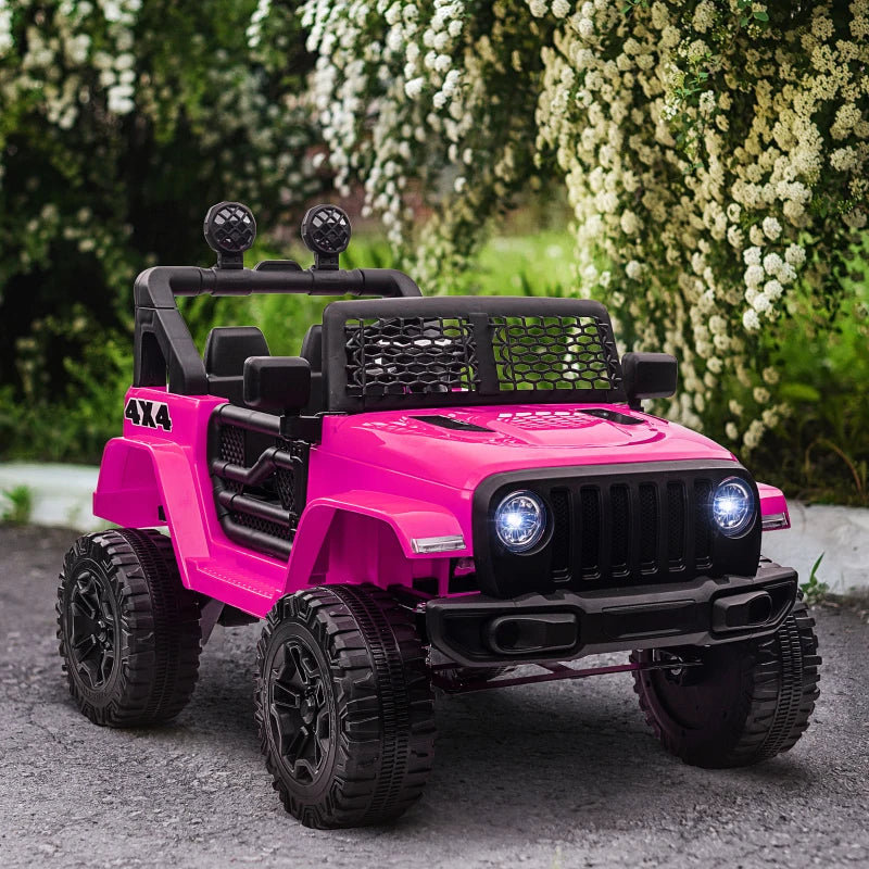 Kids Pink Electric Off-Road Ride-On Car with Remote Control - 12V