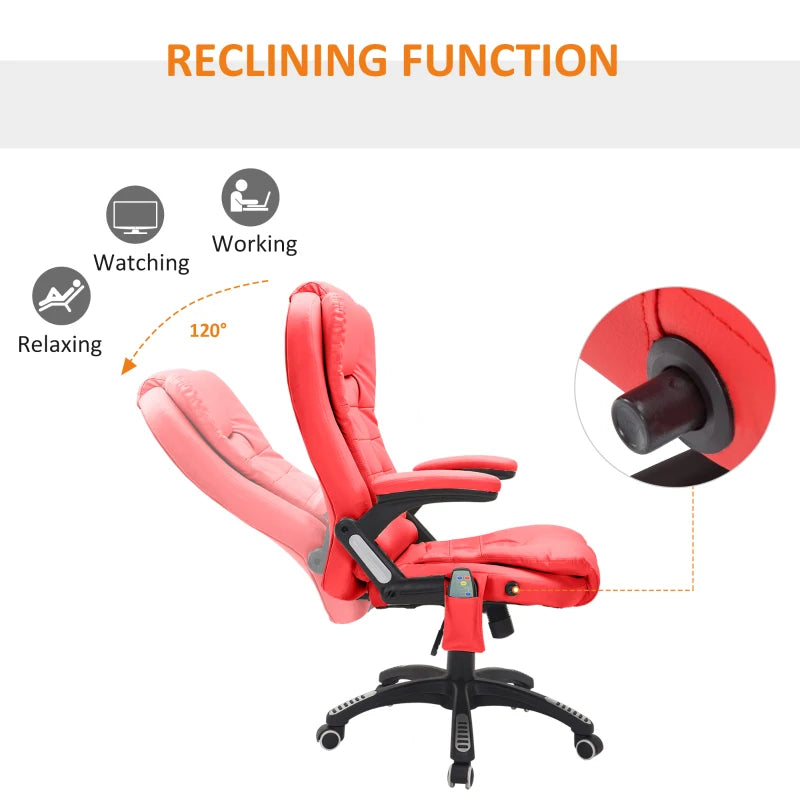 Red High Back Massage Office Chair with Heat