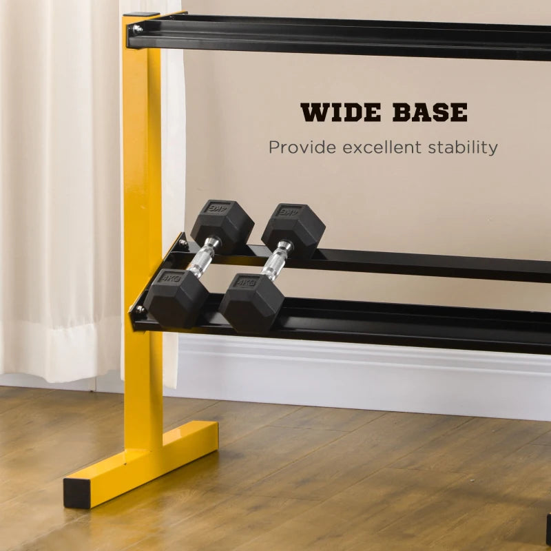 Black 2-Tier Dumbbell Storage Rack, Home Gym Weight Holder, 270kg Capacity