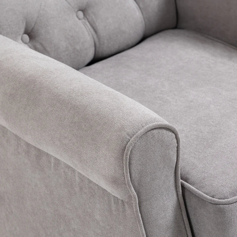 Grey Wingback Armchair with Button Tufted Design