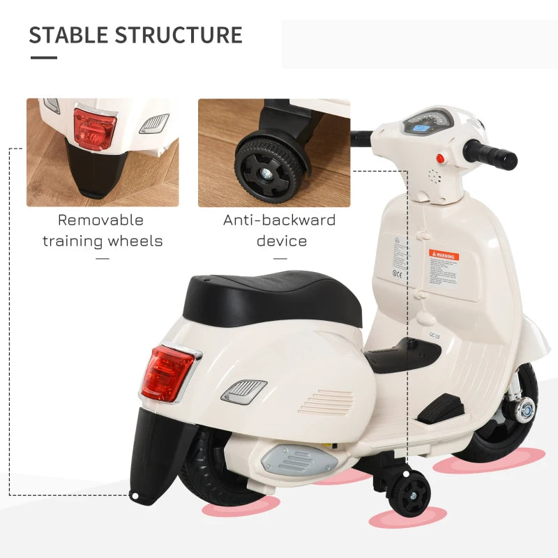 White Vespa Licensed 6V Kids Electric Motorbike Ride On