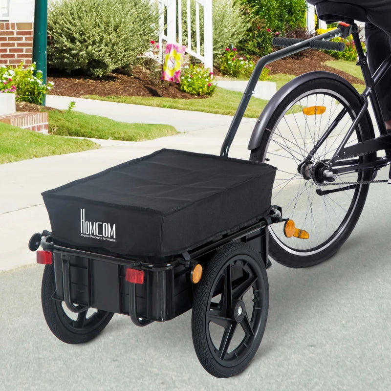 Black Cargo Bike Trailer with Utility Luggage Carrier