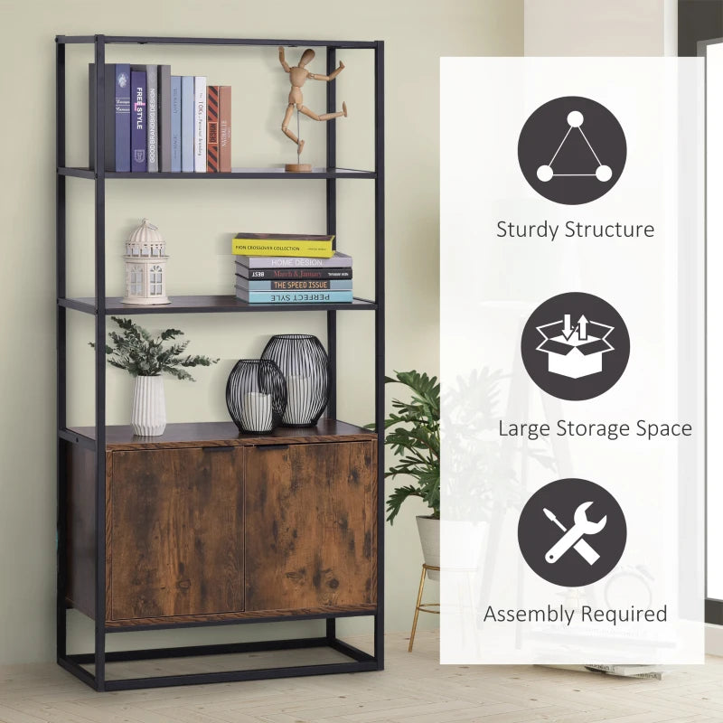 Rustic Industrial Style 3-Shelf Freestanding Storage Cabinet