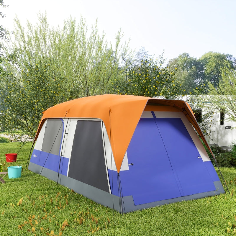 Orange 7-Person Camping Tent with Rainfly & Accessories