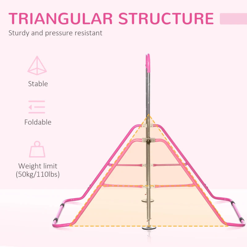 Foldable Pink Kids Gymnastics Training Bar with Adjustable Height