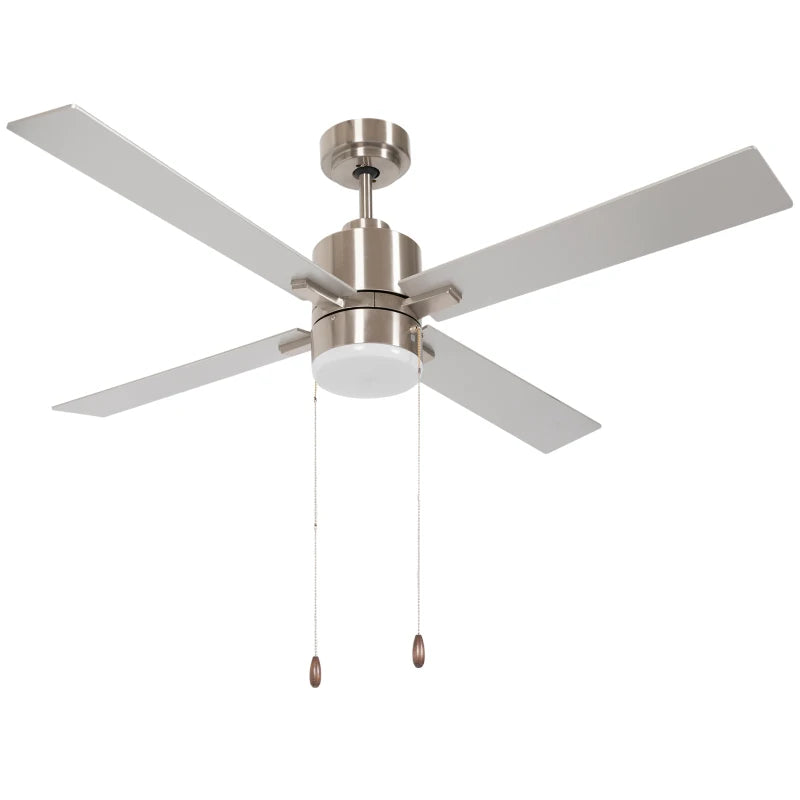 Silver & Natural Tone LED Ceiling Fan with Reversible Blades