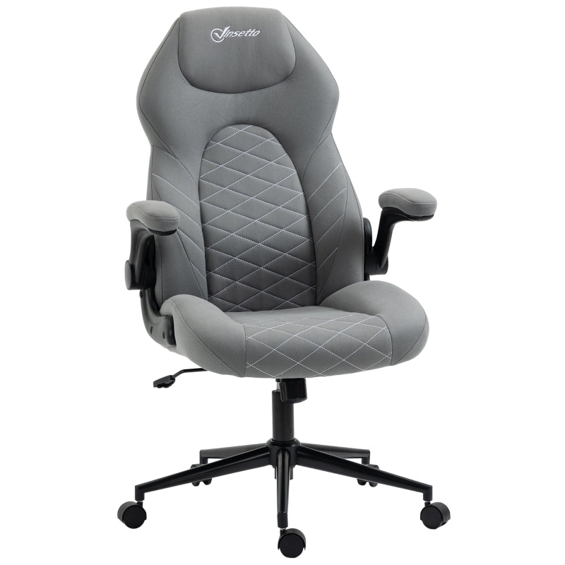 Light Grey Home Office Desk Chair with Armrests and Swivel Seat