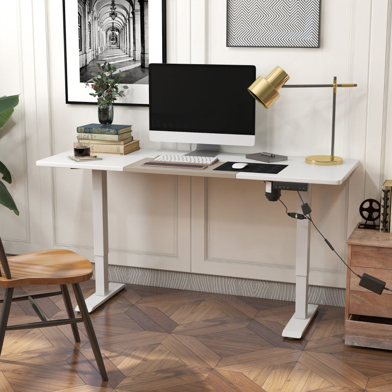 White Adjustable Electric Standing Desk with LED Display - 72-116cm