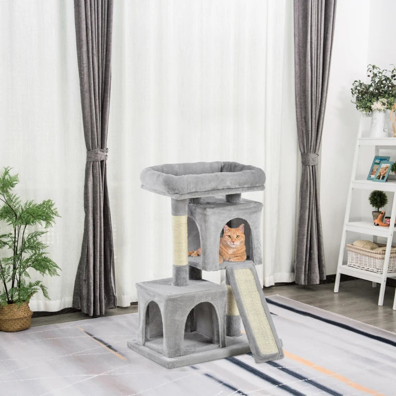 Grey Cat Scratching Post Tower for Indoor Cats - 83cm