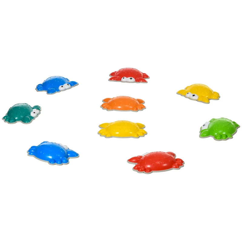 Crab-Designed Kids Stepping Stones Set - 9PCs, TPE Anti-Slip, River Stones