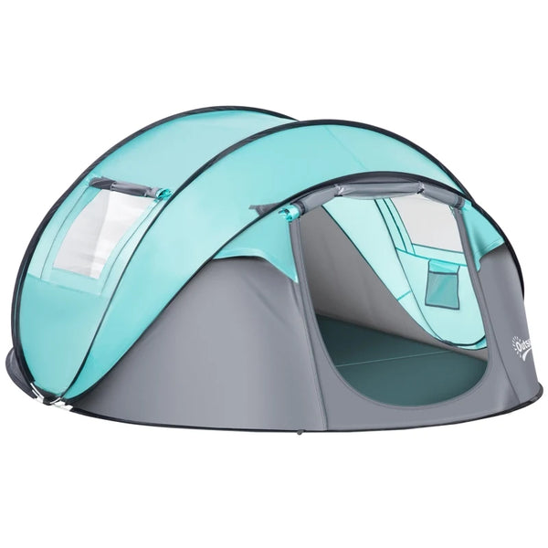 4 Person Tiffany Blue Pop Up Camping Tent with Vestibule