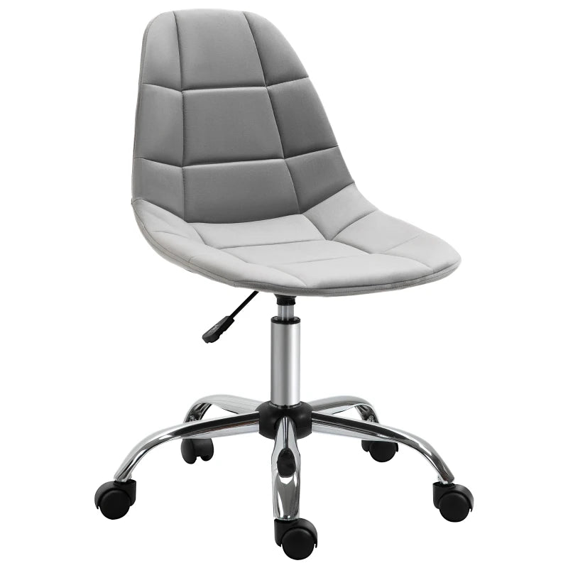 Grey Velvet Ergonomic Office Chair with Wheels