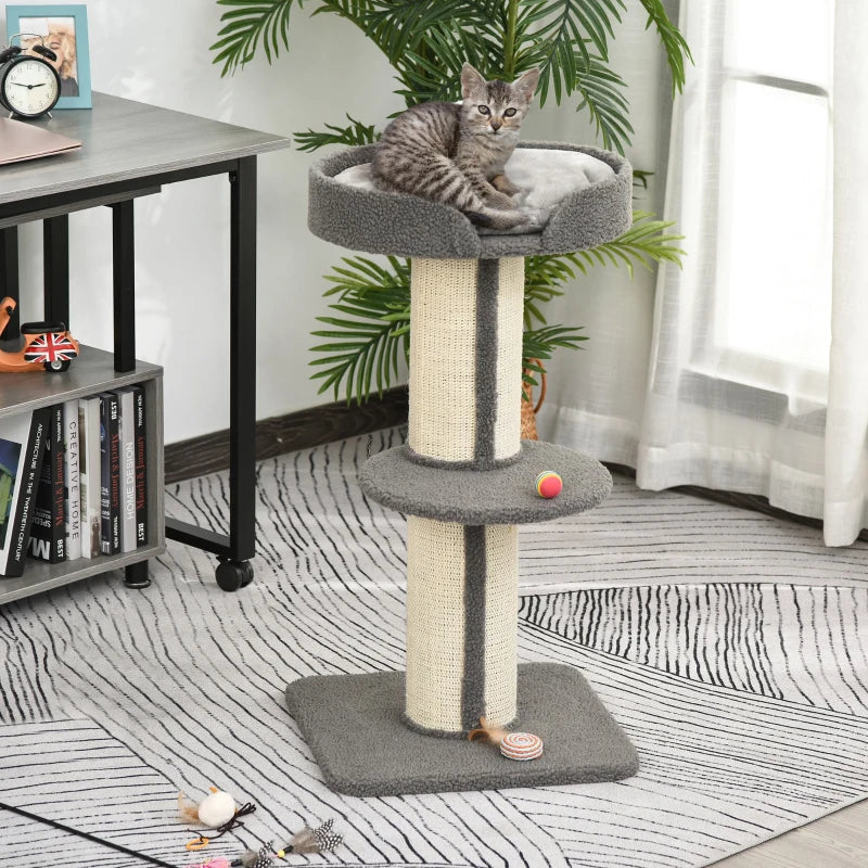 Grey 91cm Cat Tower Scratching Post for Indoor Cats